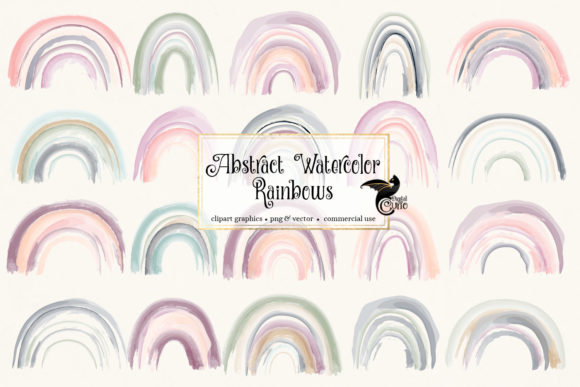 Abstract Watercolor Rainbows Clipart Review