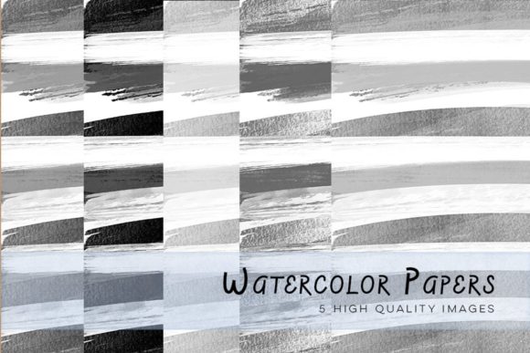 Black and White Watercolour Clip Art & Illustrations
