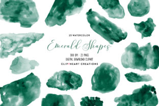 Emerald Watercolor Shapes & Illustrations