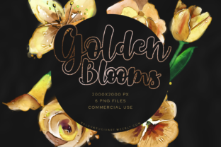 Golden Watercolor Flowers: Premium Illustrations