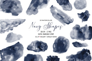 Navy Watercolor Shapes & Illustrations