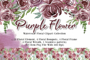 Purple Watercolor Flower Illustrations for Sellers