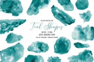 Teal Watercolor Shapes & Illustrations