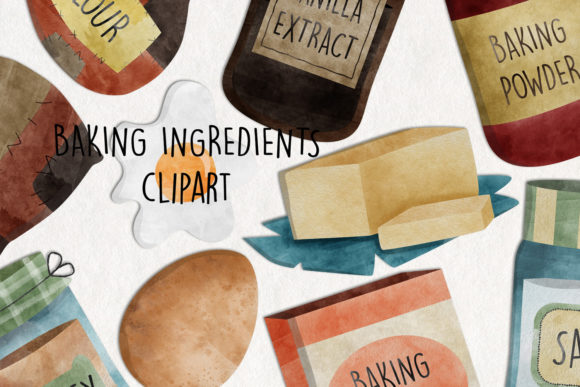 Watercolor Baking Ingredients ClipArt Review