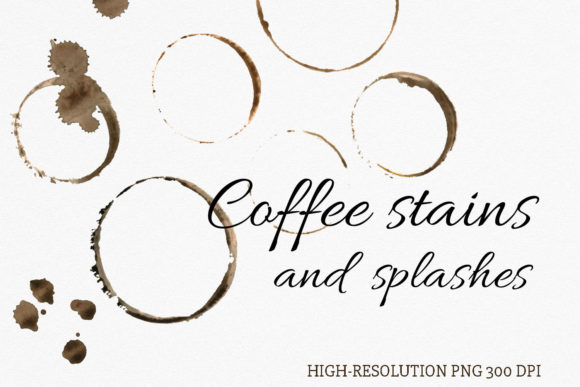 Watercolor Coffee Stains and Splashes Illustrations