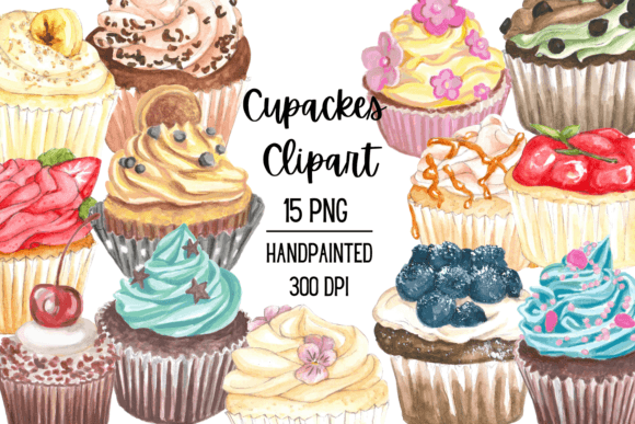 Watercolor Cupcakes, Muffins Dessert Review