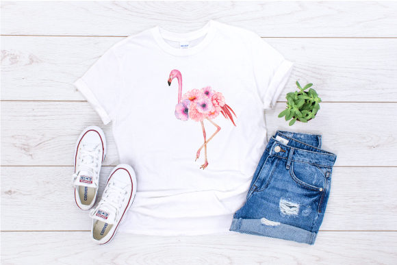 Watercolor Flamingo Flower Clipart & Illustrations