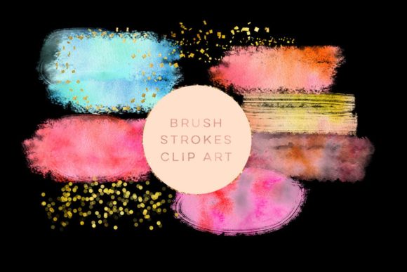 Watercolor Glitter Brushes & Illustrations