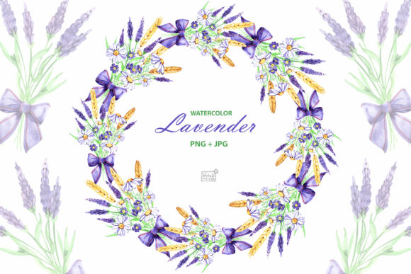 Watercolor Lavender Clipart & Illustrations
