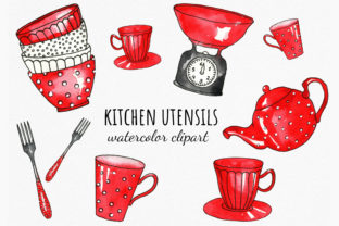 Watercolor Red Kitchenware Illustrations Review