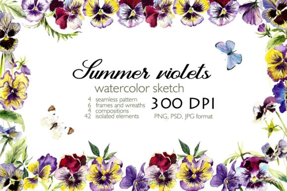 Watercolor Set Blooming Violets: Illustrations Review