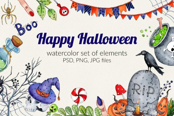 Watercolor Set for Halloween: Illustrations Review